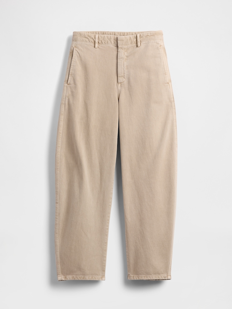 Mid Rise Twill Barrel Pants