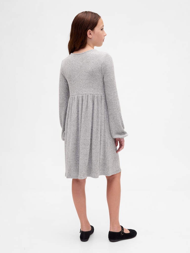 Kids Softspun Rib Bow-Front Dress