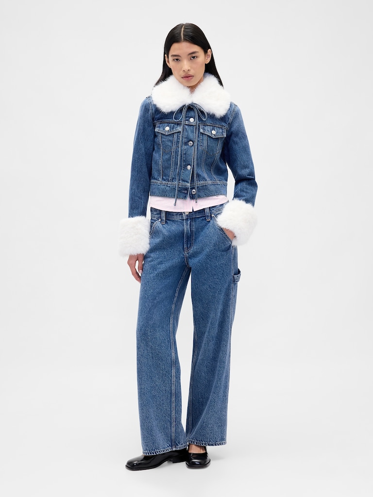 Gap × Sandy Liang Vegan Fur Crop Denim Jacket