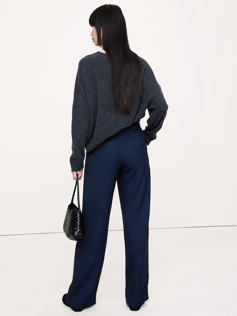 The Soho Pleated Wide-Leg Pant in Drapey Twill