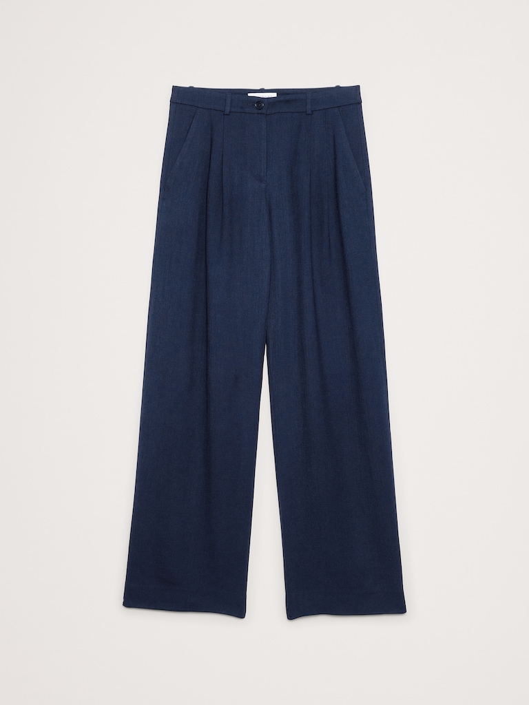 The Soho Pleated Wide-Leg Pant in Drapey Twill