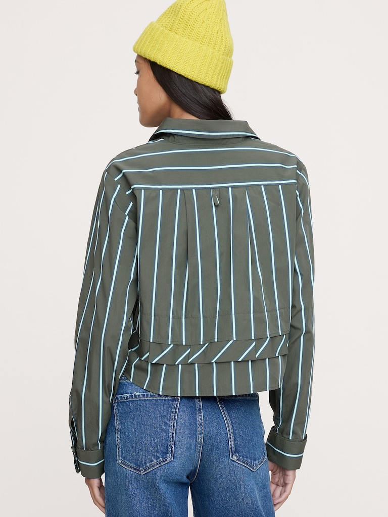 Cotton Poplin Ruffle-Back Shirt