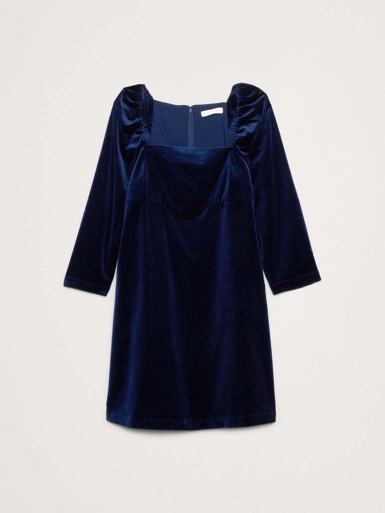 Velvet Puff-Sleeve Mini Dress