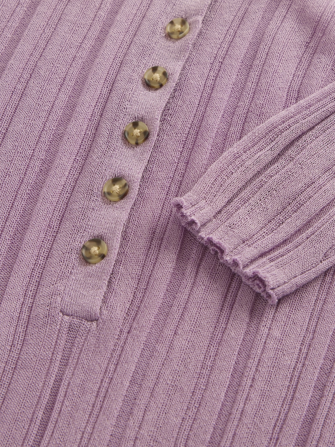 Sheer Rib Henley Sweater