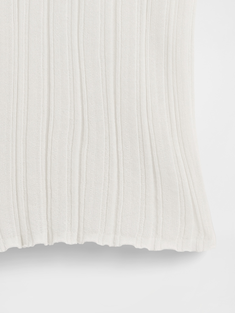 Sheer Rib Henley Sweater