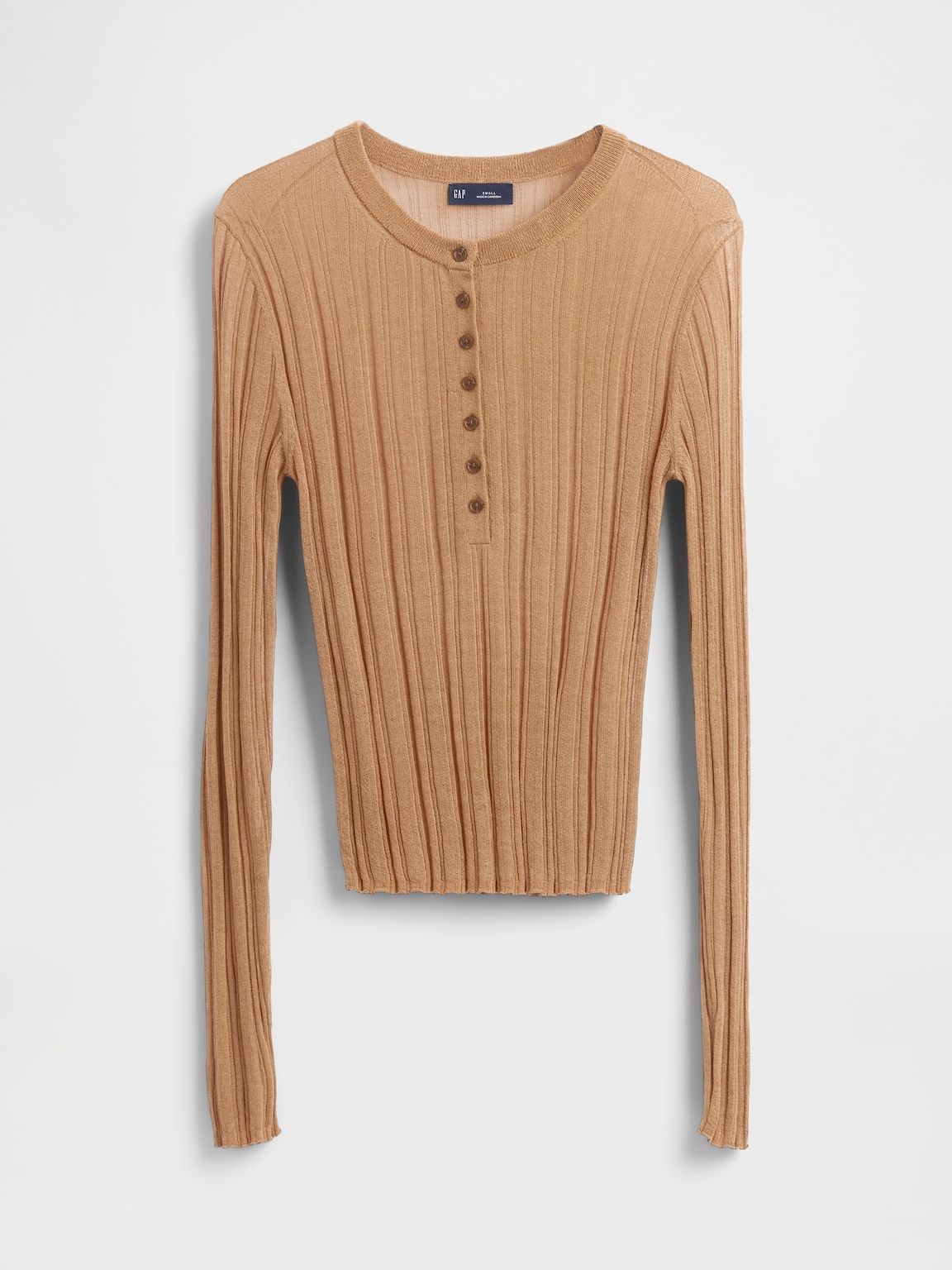 Sheer Rib Henley Sweater