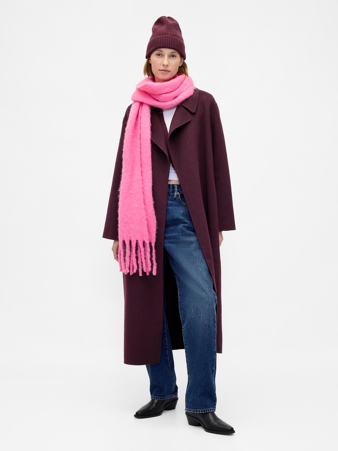 Wool-Blend Wrap Coat