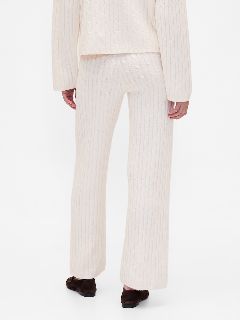 CashSoft Cable-Knit Sweater Pants