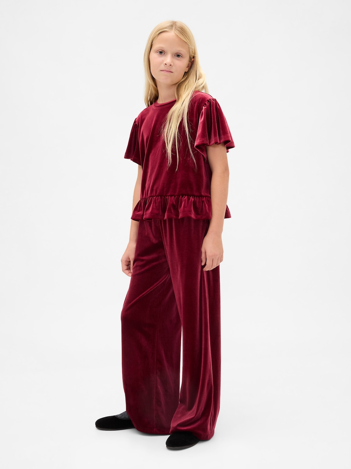 Kids Velvet Wide-Leg Pants