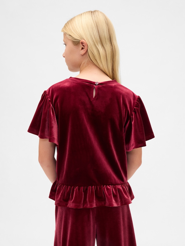 Kids Velour Peplum Top