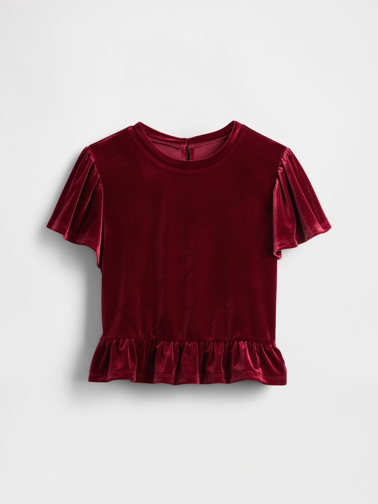 Kids Velour Peplum Top