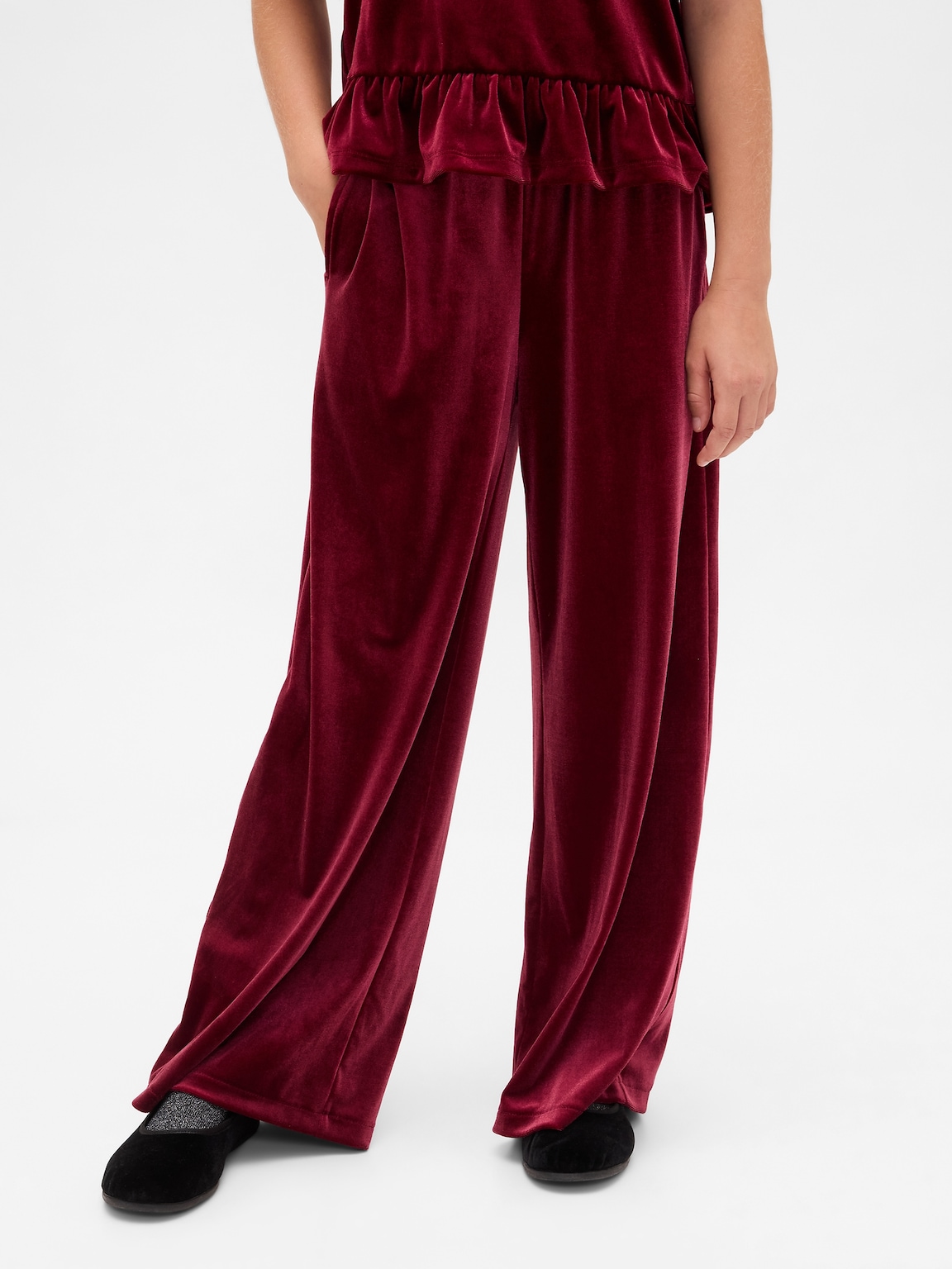 Kids Velvet Wide-Leg Pants
