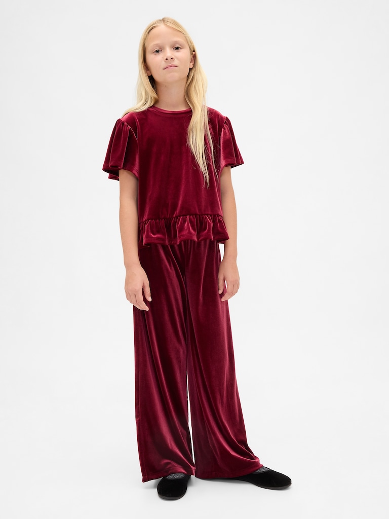 Kids Velour Peplum Top