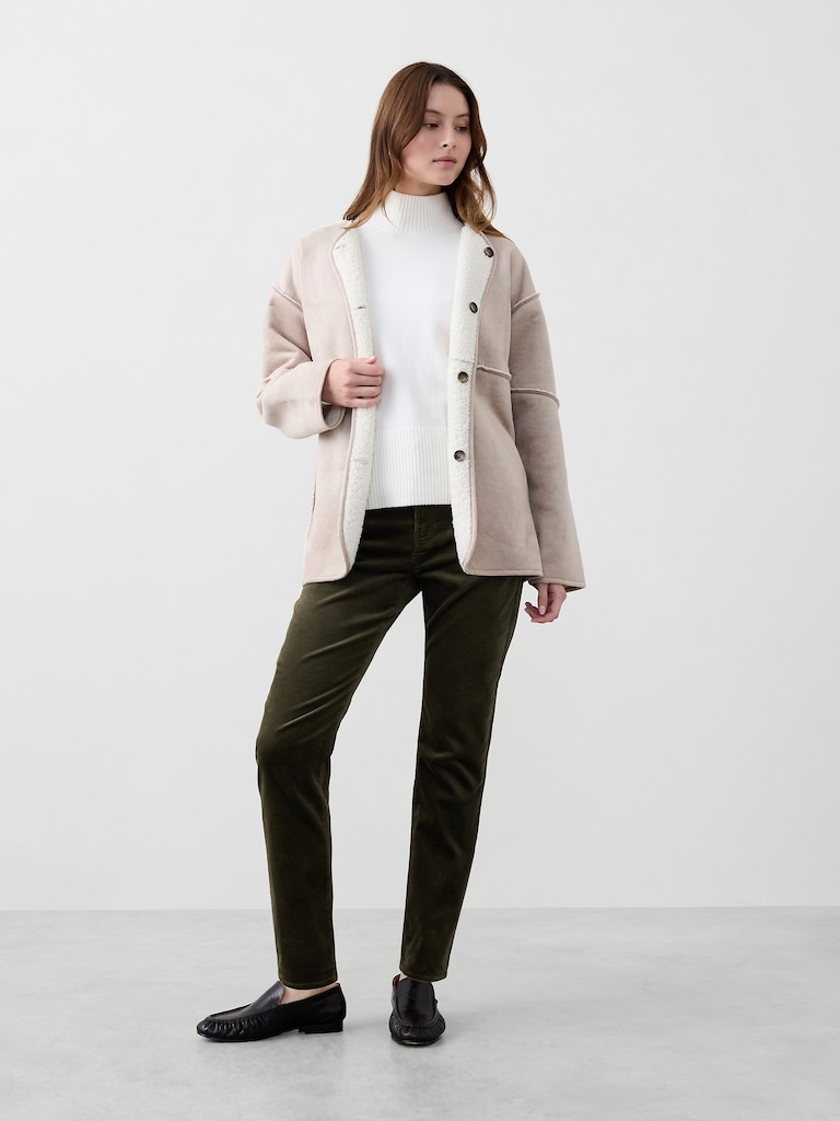 Slim High-Rise Velvet Pants