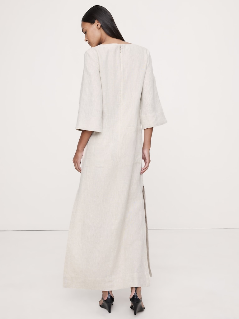 Linen Scoop-Neck Maxi Dress