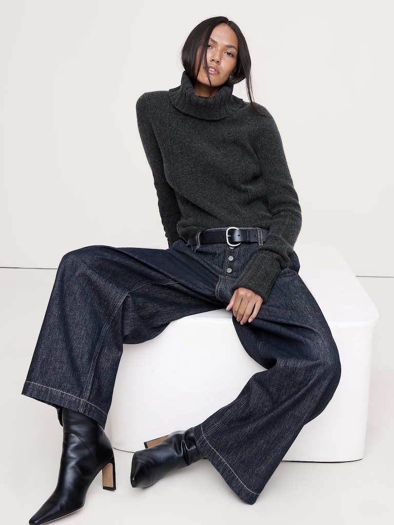 Merino-Cotton Turtleneck Sweater