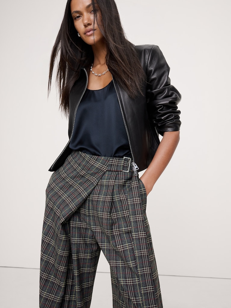 High-Rise Straight Crossover Flannel Pant