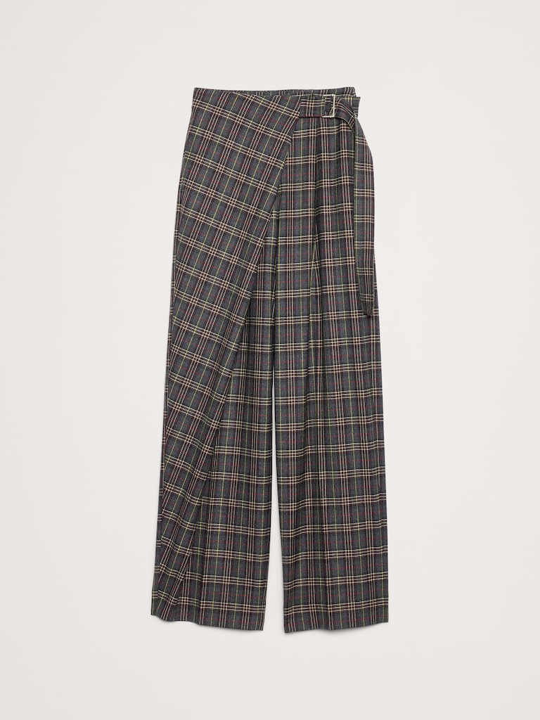 High-Rise Straight Crossover Flannel Pant