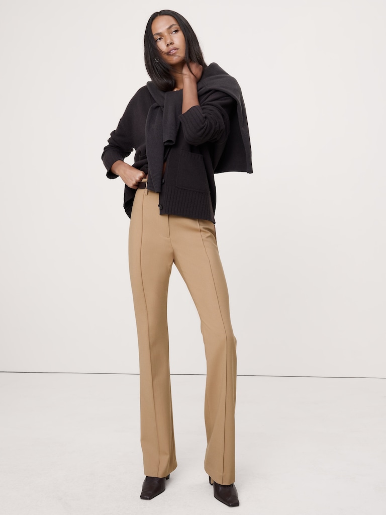 High-Rise Skinny Flare Stretch Wool-Blend Pant