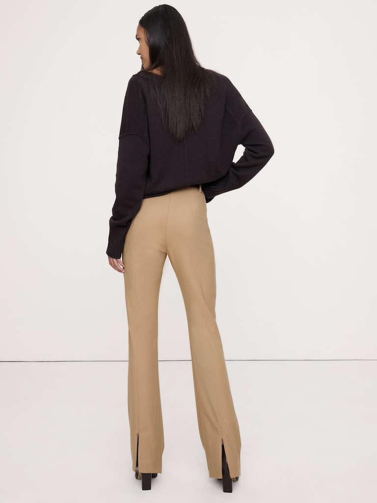 High-Rise Skinny Flare Stretch Wool-Blend Pant