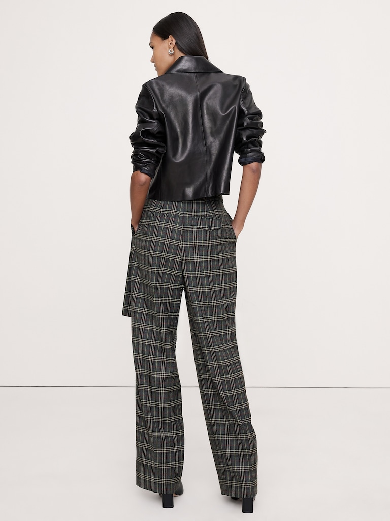 High-Rise Straight Crossover Flannel Pant