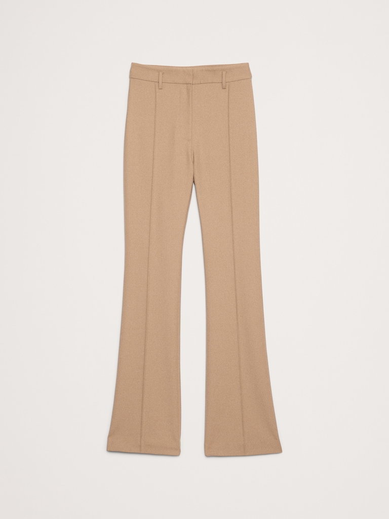 High-Rise Skinny Flare Stretch Wool-Blend Pant