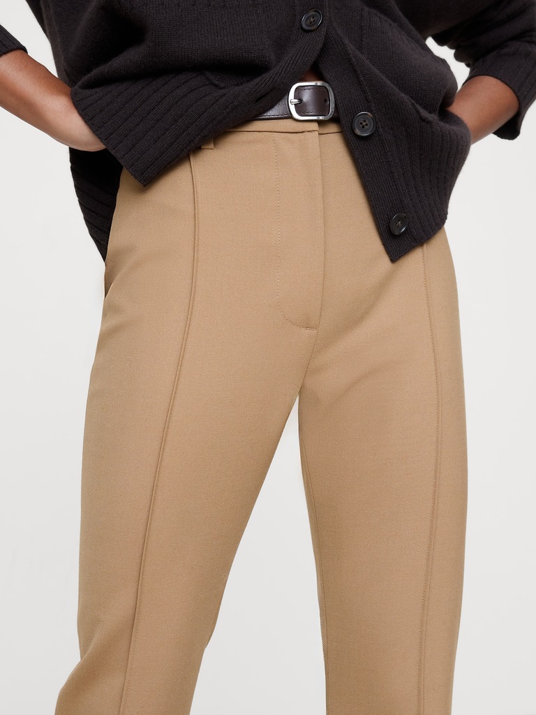 High-Rise Skinny Flare Stretch Wool-Blend Pant