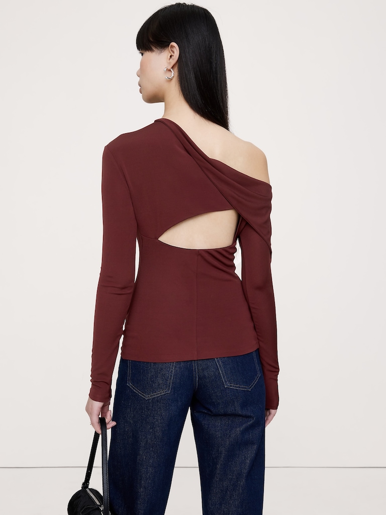 Matte Jersey Twisted Long-Sleeve Top