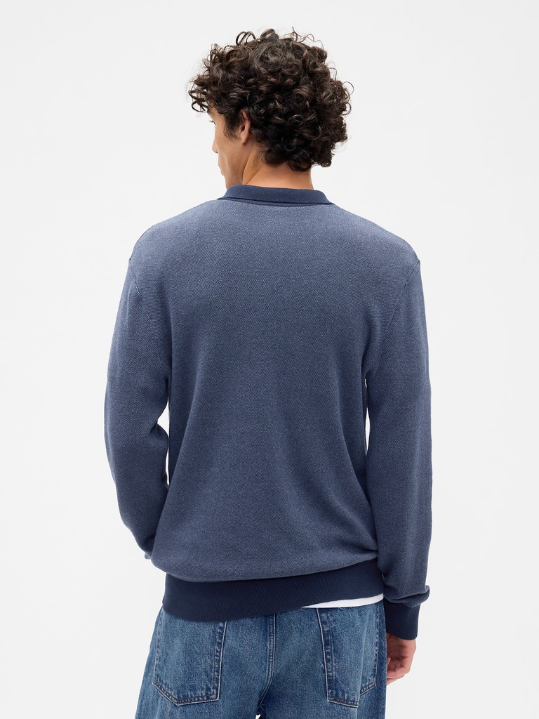 Relaxed Textured Polo Sweater Shirt