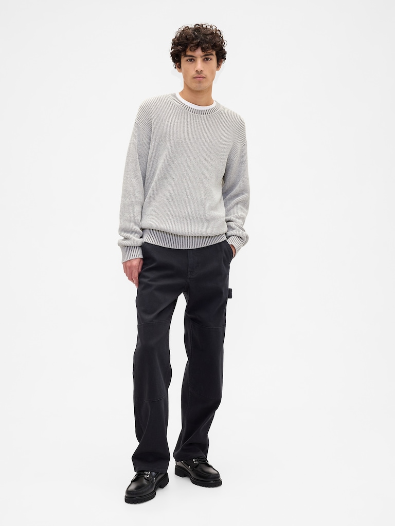 Relaxed Plaited Crewneck Sweater