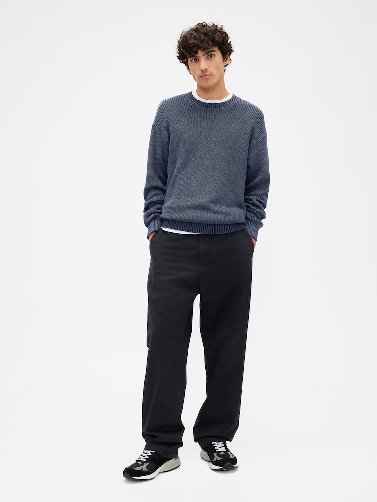 Relaxed Plaited Crewneck Sweater