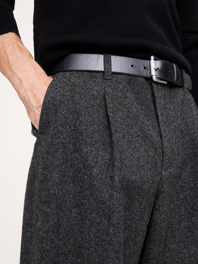 Loose Pleated Wool-Blend Pant