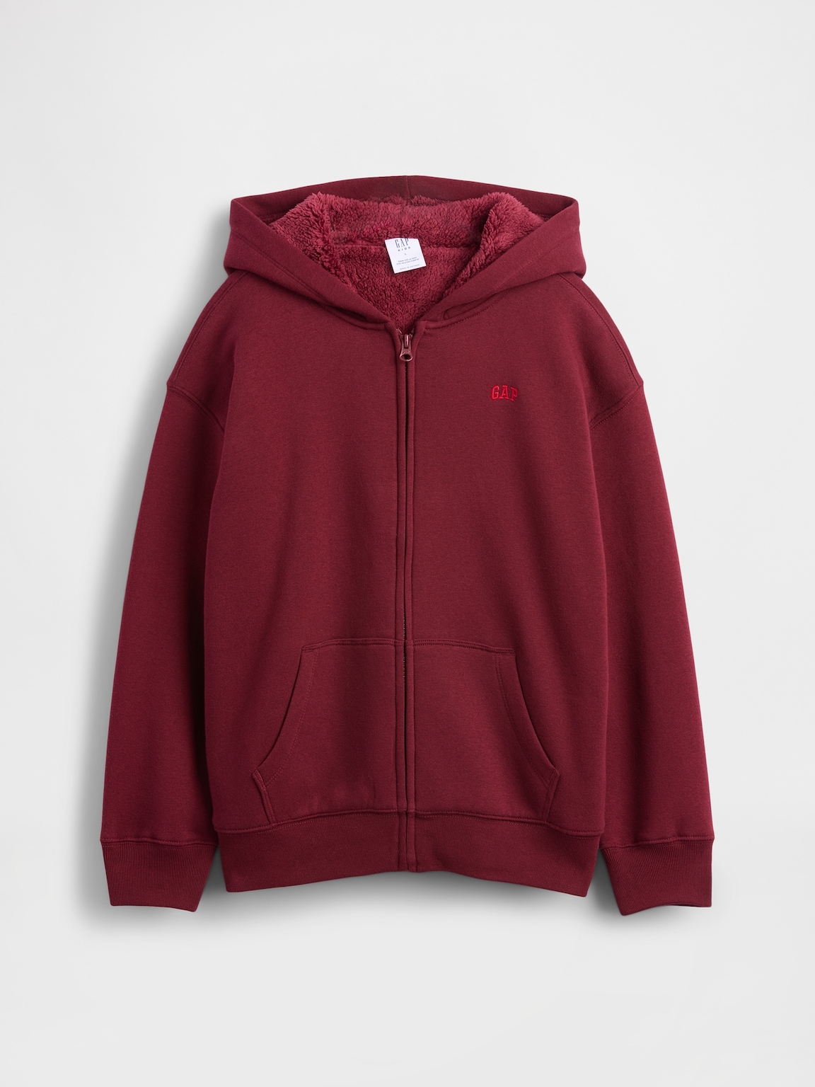 Kids Relaxed Sherpa-Lined Zip Logo Hoodie