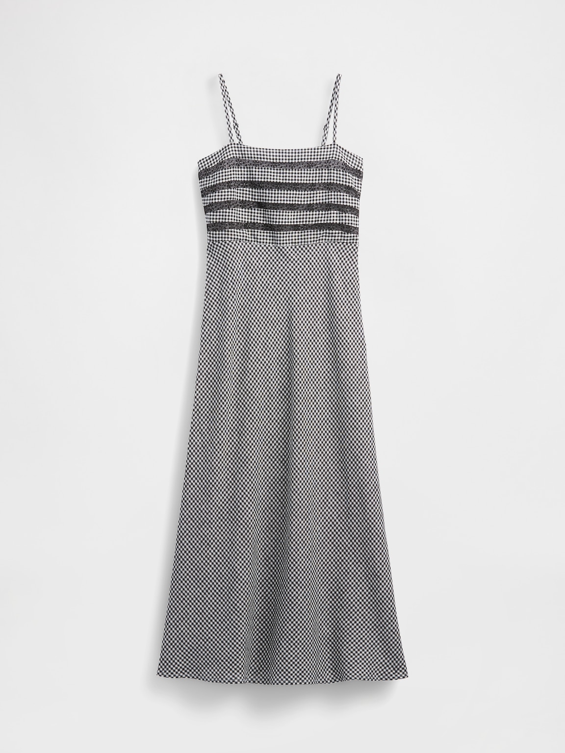 Linen-Blend Lace Inset Maxi Dress