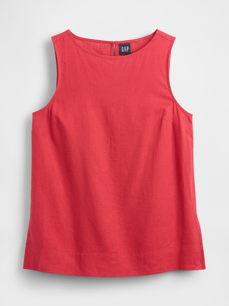 Linen-Blend Shell Tank Top