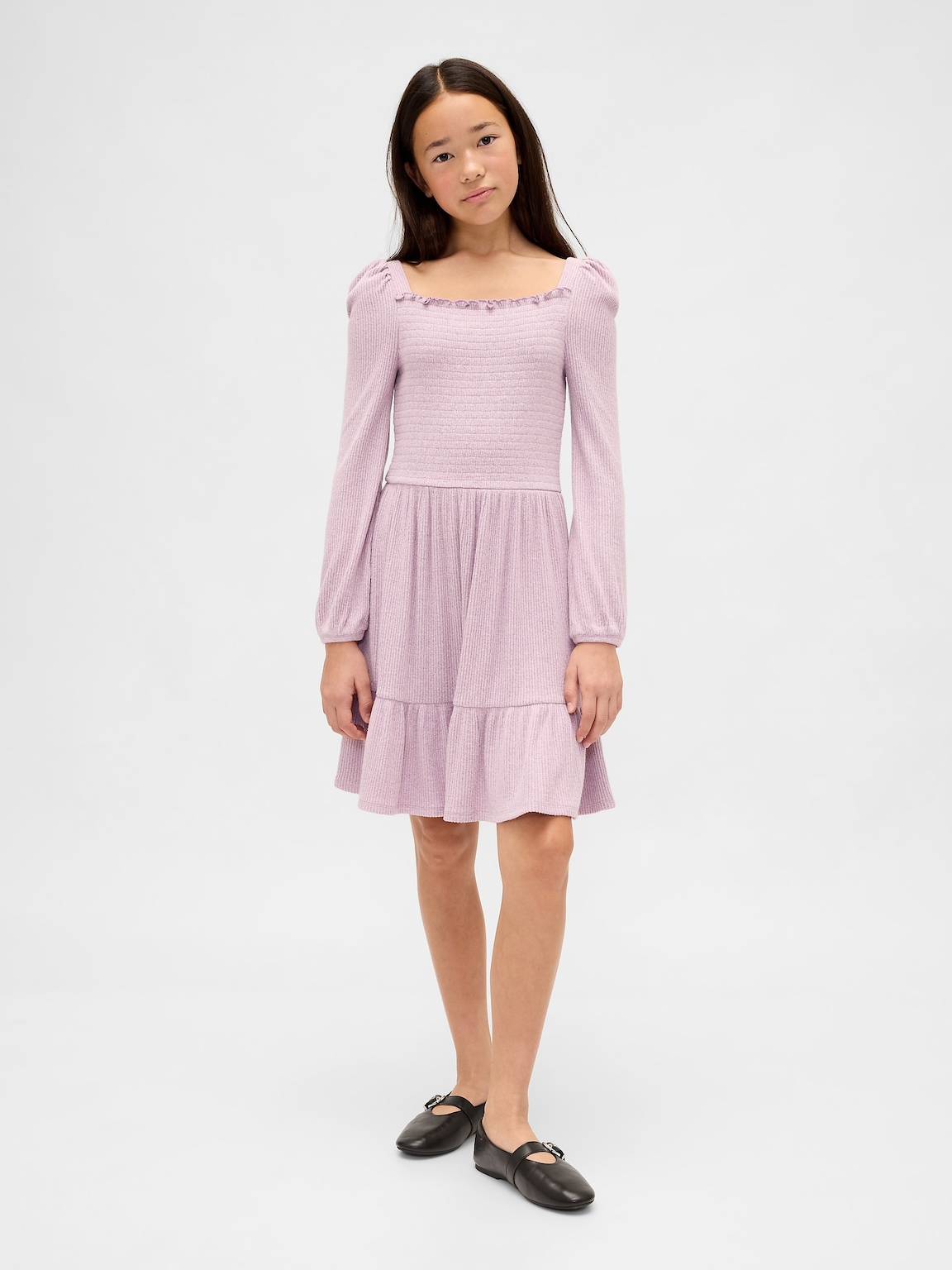 Kids Softspun Smocked Square-Neck Dress