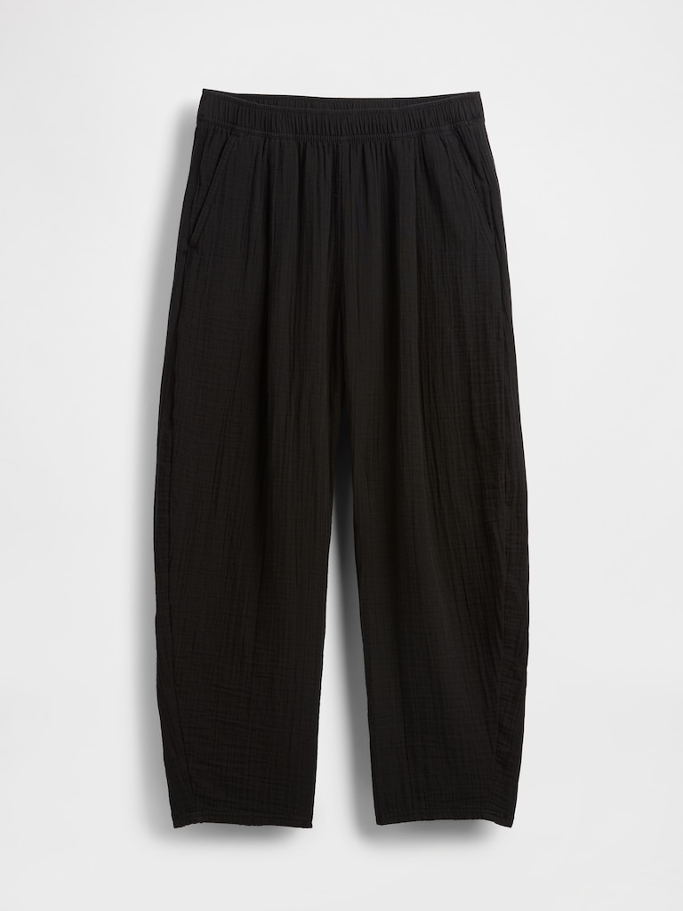 Cotton Gauze Easy Barrel Pants