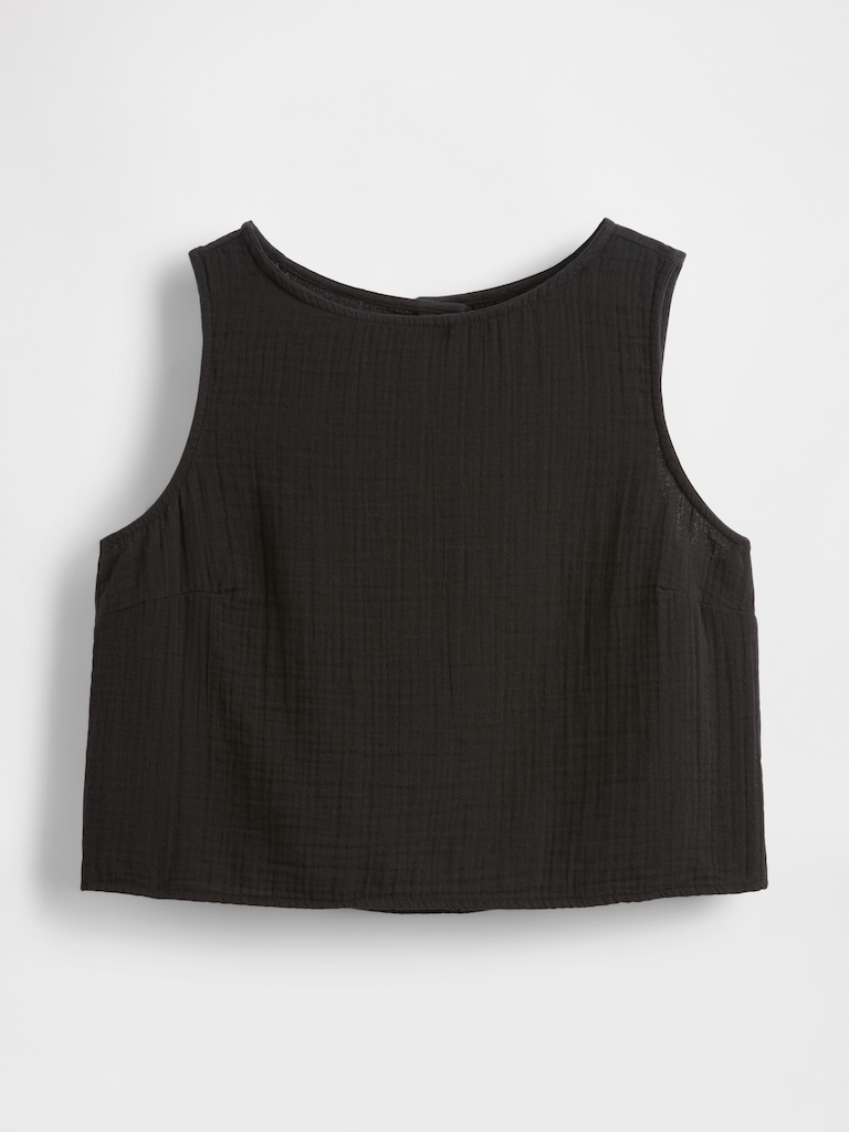 Cotton Gauze Crop Shell Top