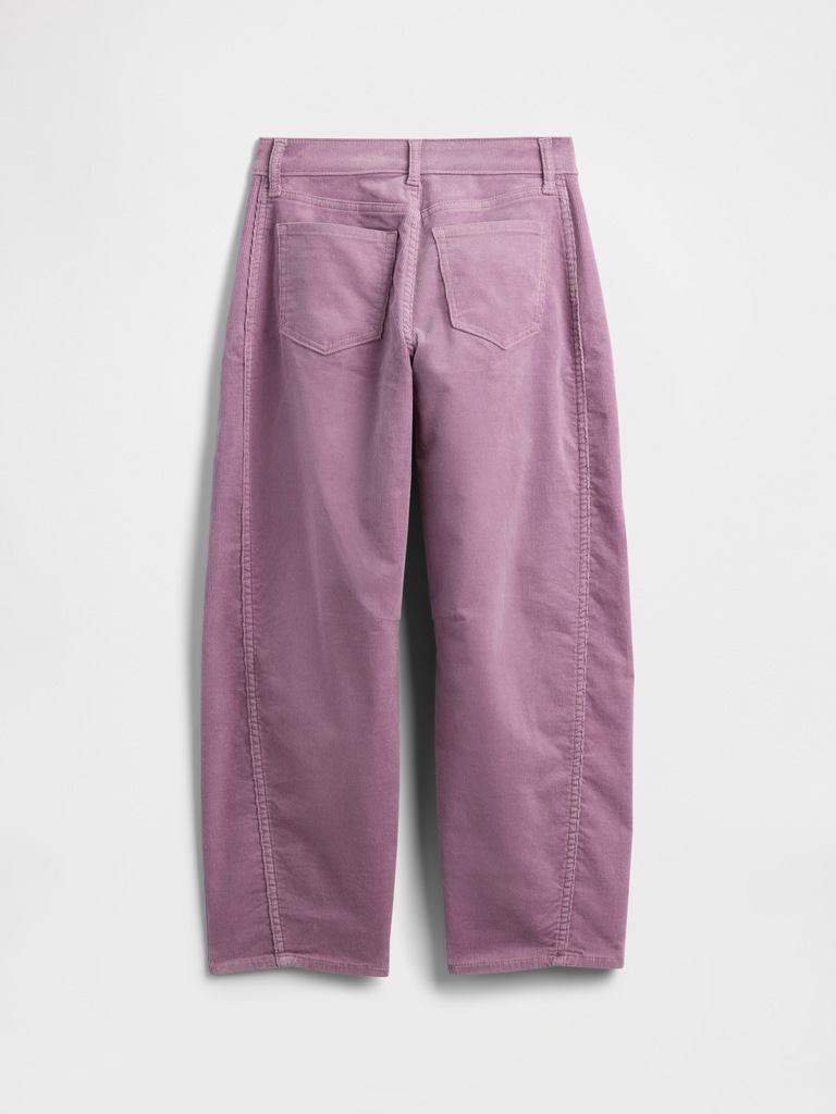 Kids High Rise Seamed Corduroy Barrel Pants