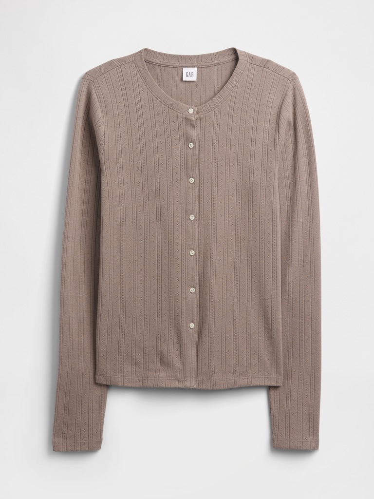 Pointelle Button-Up Top