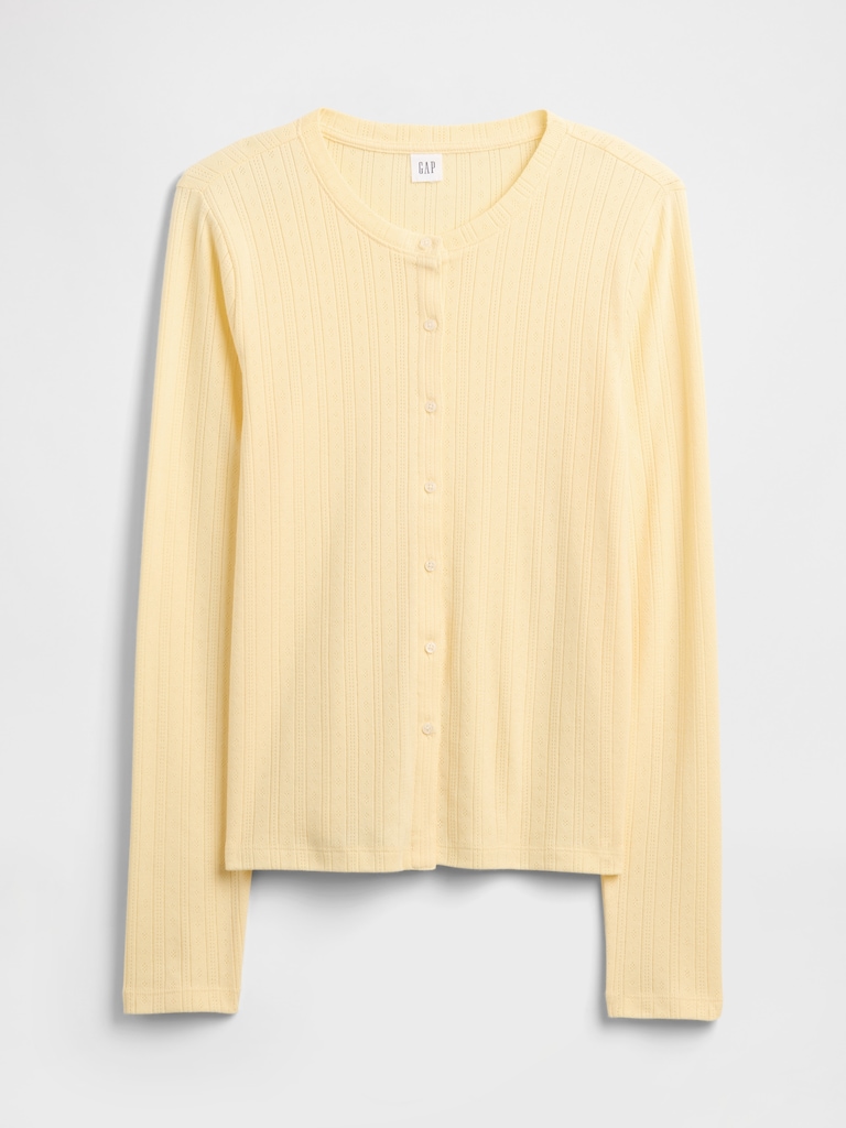 Pointelle Button-Up Top