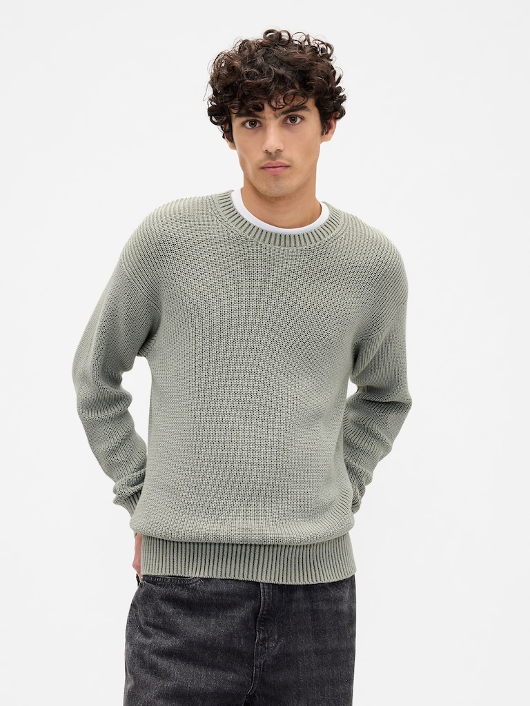 Relaxed Plaited Crewneck Sweater