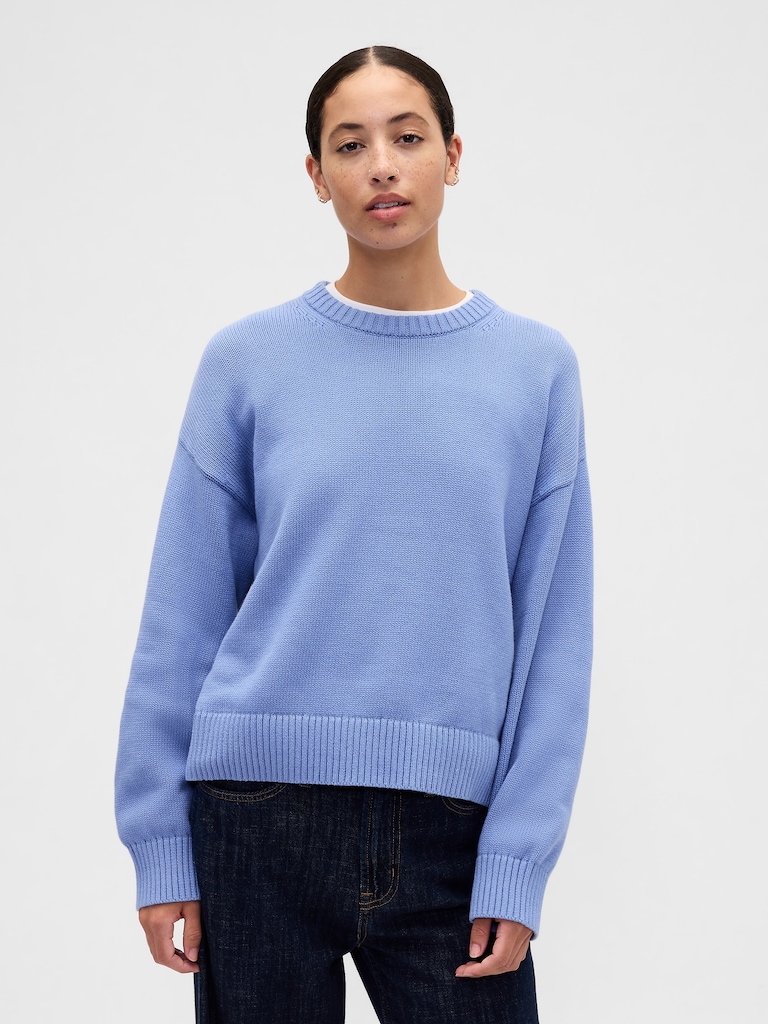 Relaxed Cotton Crewneck Sweater