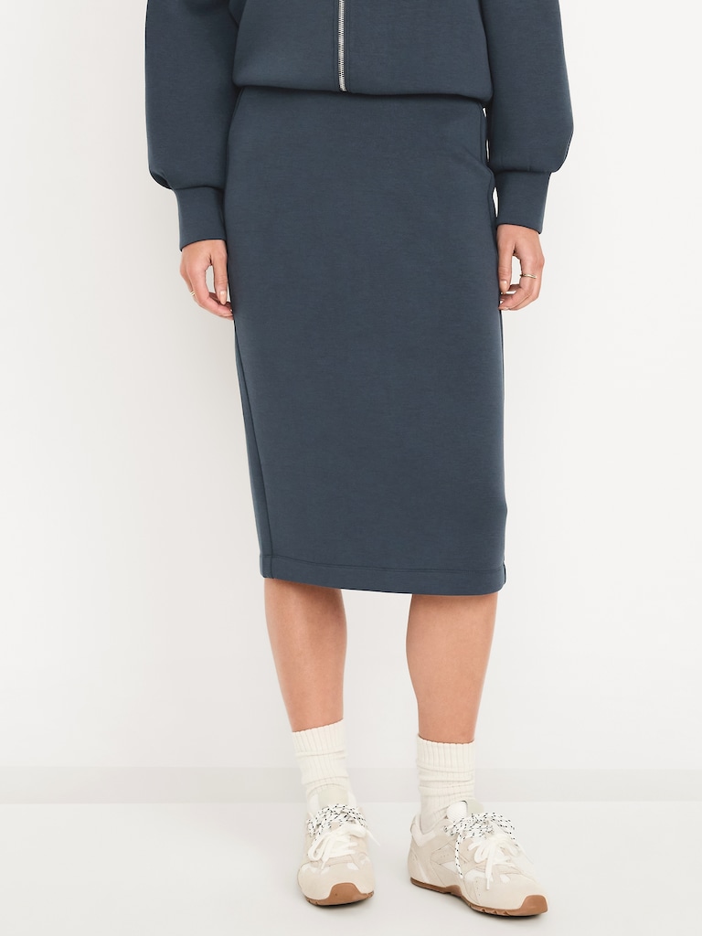 Extra High-Waisted Bounce Fleece Midi Skirt