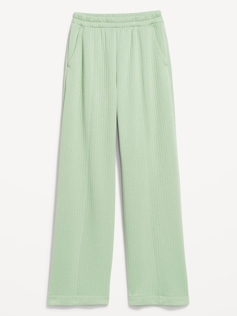 High-Waisted Bounce Fleece Quilted Wide-Leg Sweatpants