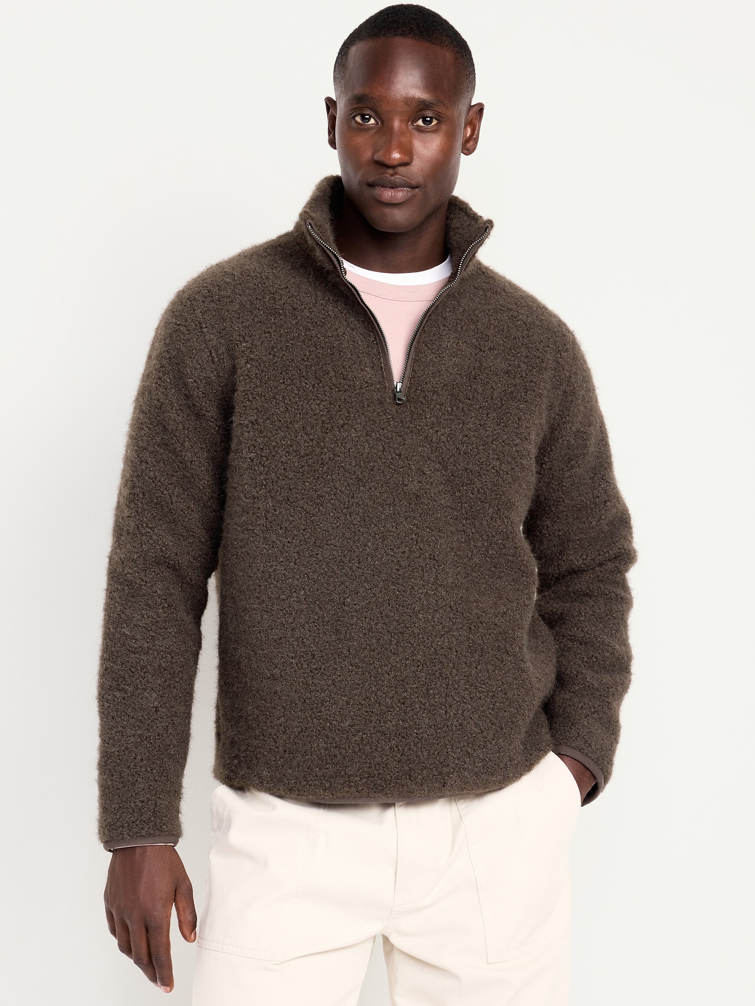 古代 Loose Bouclé Sherpa Quarter-Zip Pullover | Old Navy