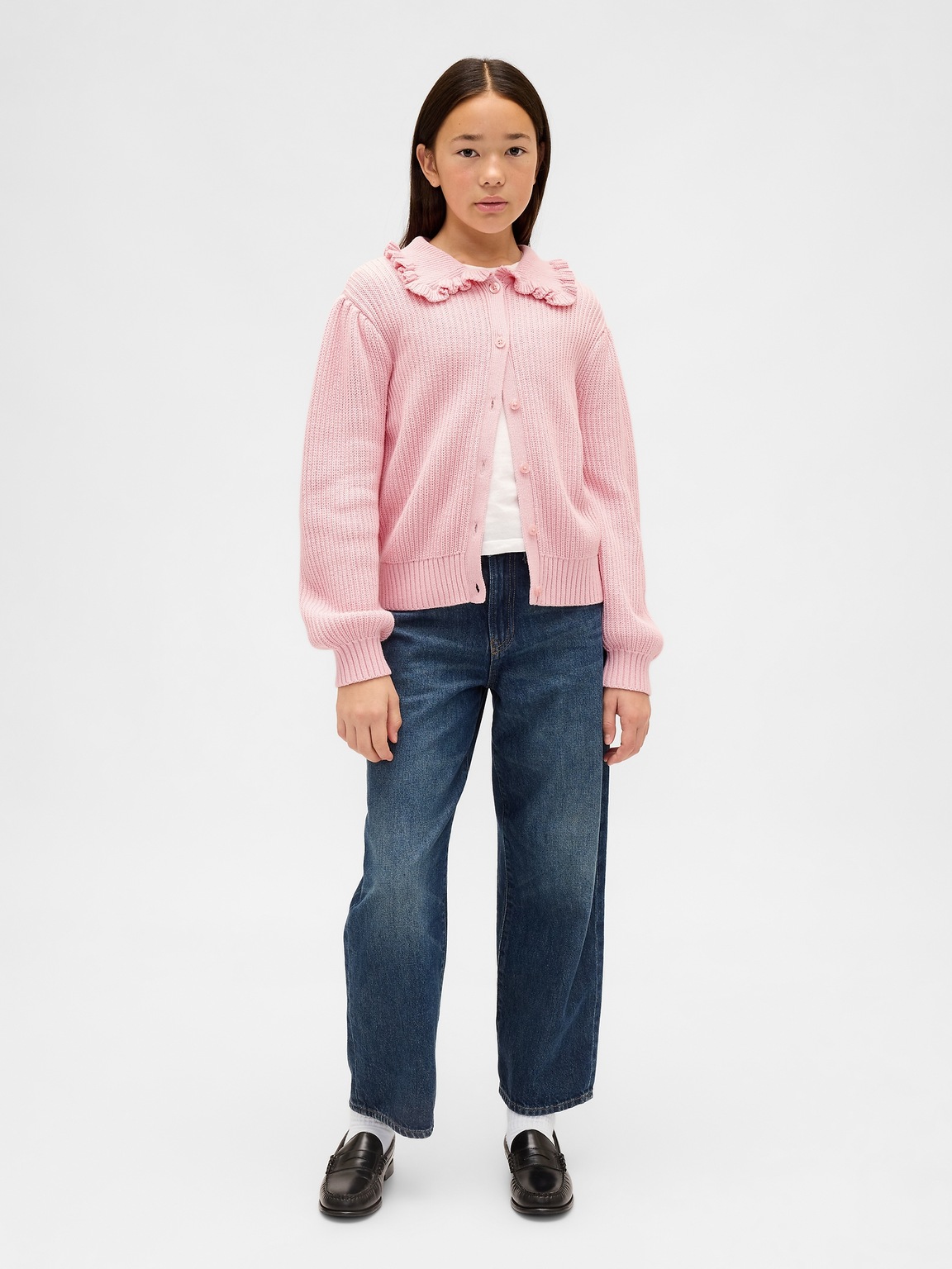 Kids Ruffle Collar Cardigan