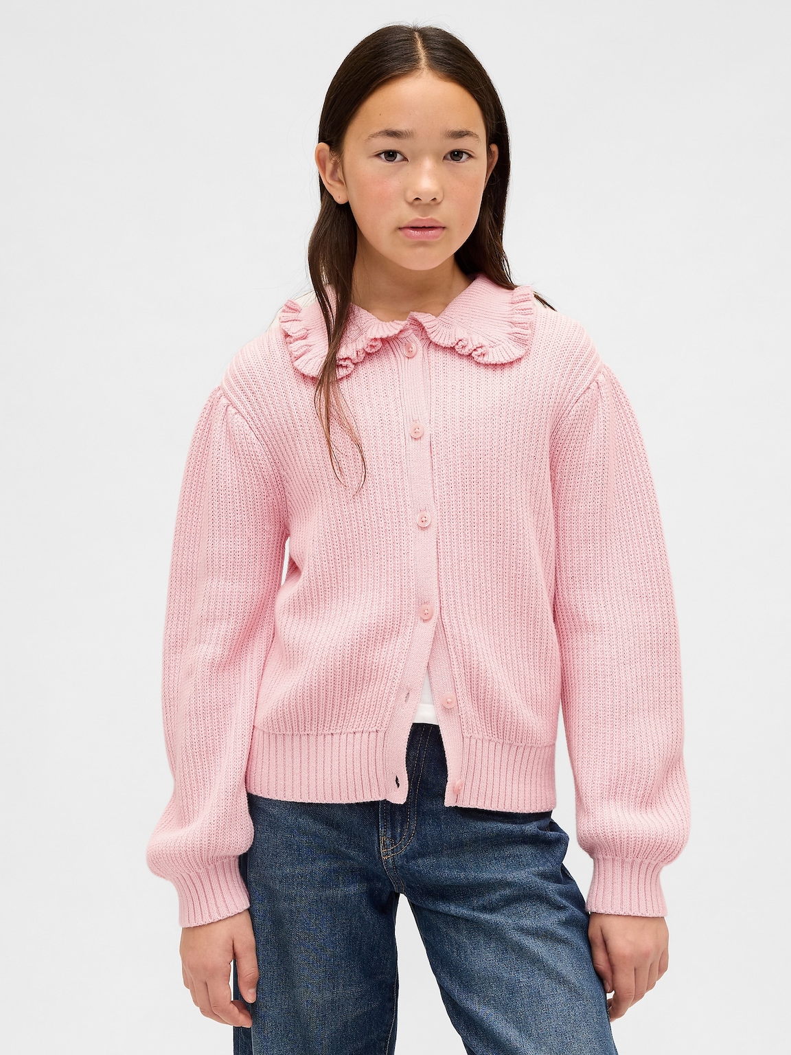 Kids Ruffle Collar Cardigan