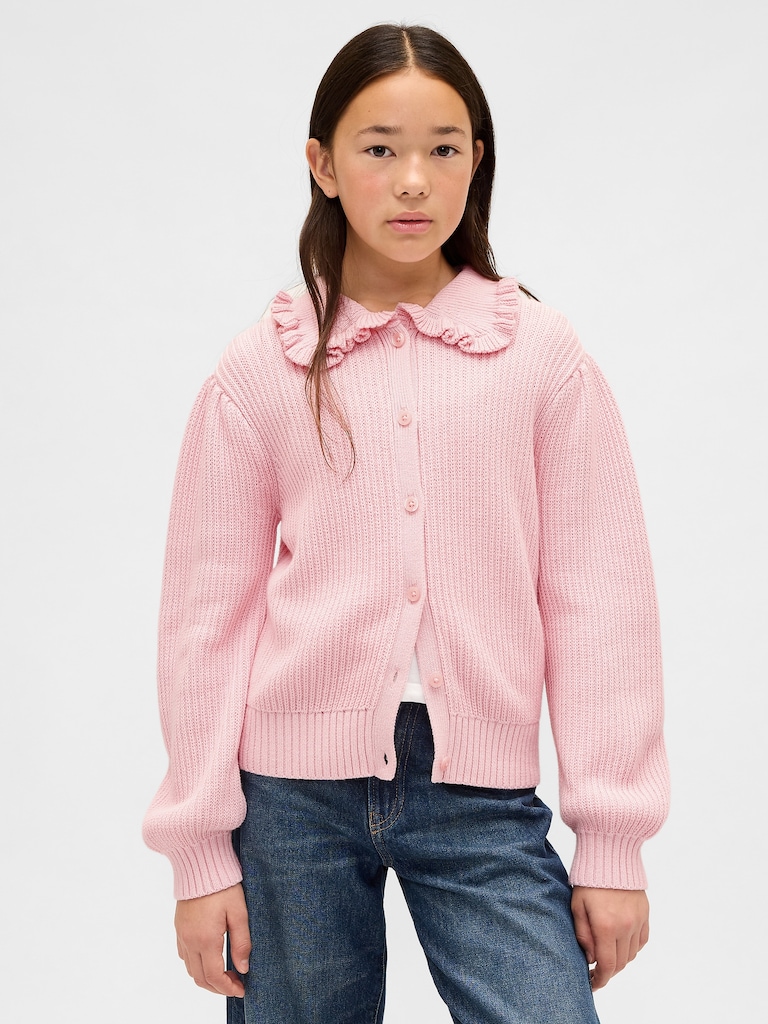 Kids Ruffle Collar Cardigan