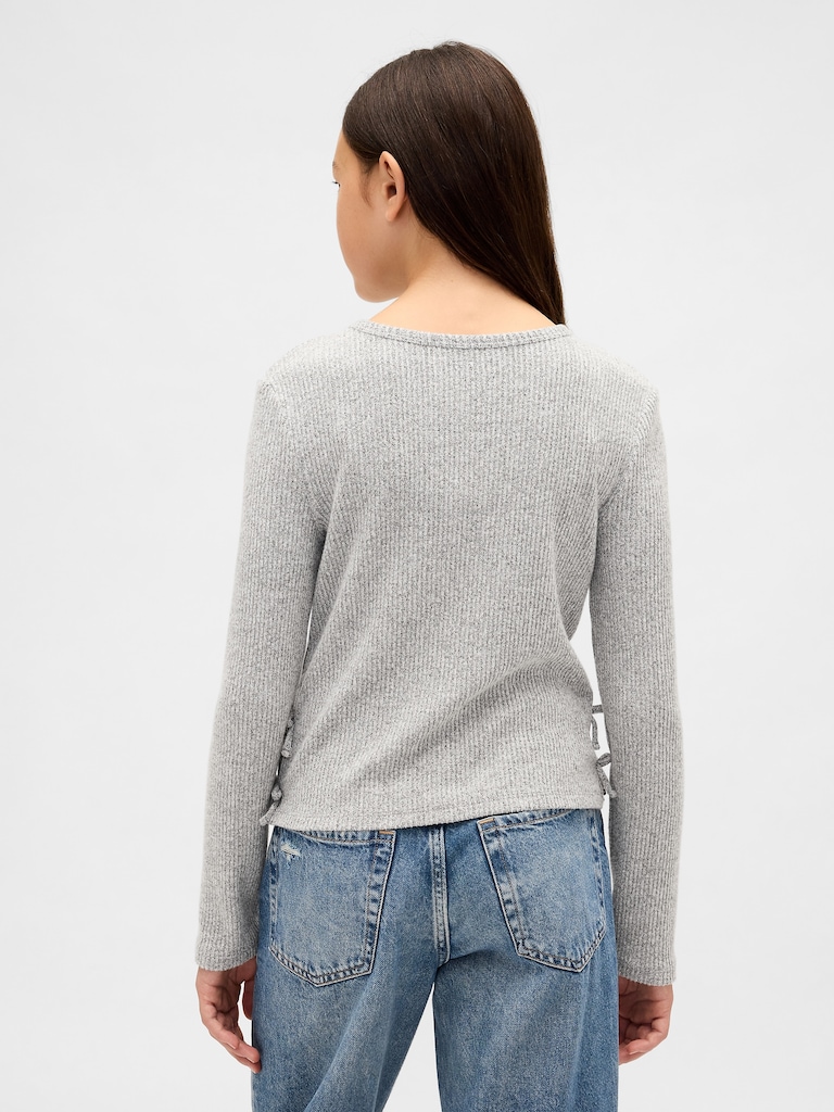 Kids Softspun Rib Side-Tie Sweater Top